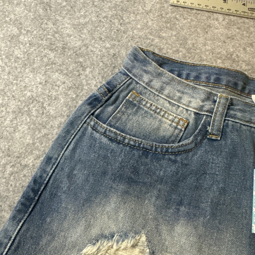 Hayden Womens‎ Medium Wash Distressed Colorful Sequins Festival Jean Shorts Med - Picture 6 of 12